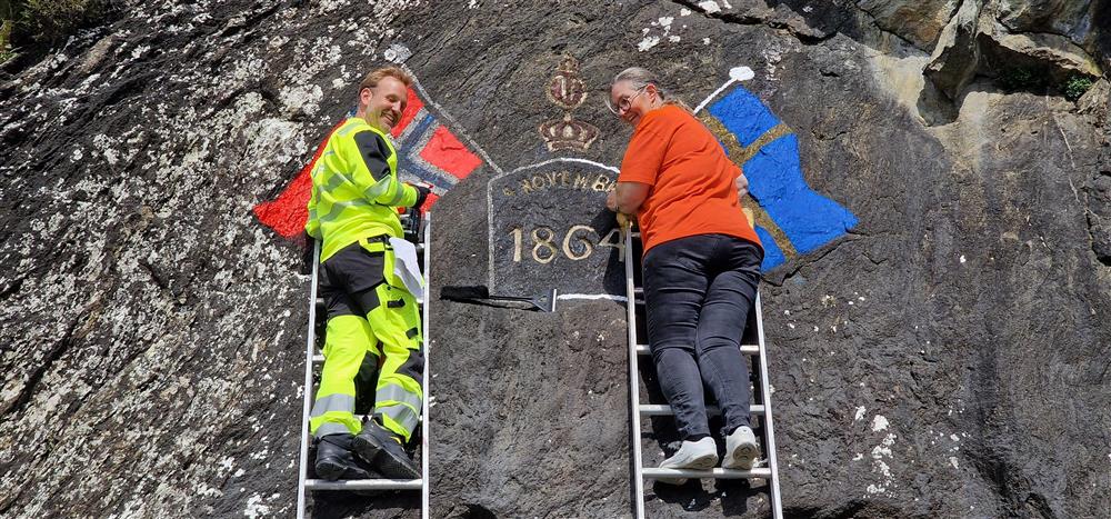 Ny rasteplass ved historisk minnesmerke i Tittelsnesvegen i Haugesund.  - Klikk for stort bilde